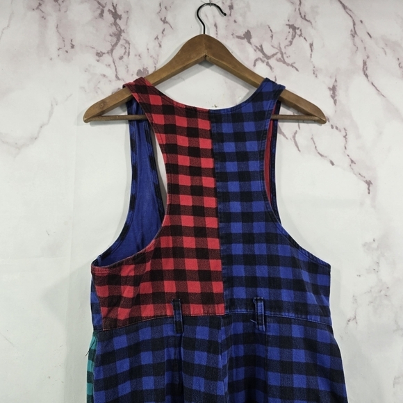 Vintage Jumpsuit Womens Small Medium 90s Gingham Checkered Slouchy Gaucho Tank - Picture 7 of 13